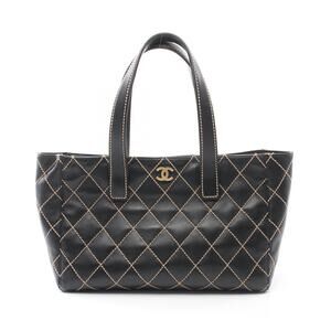 Chanel Wild Stitch Tote Bag Black Leather